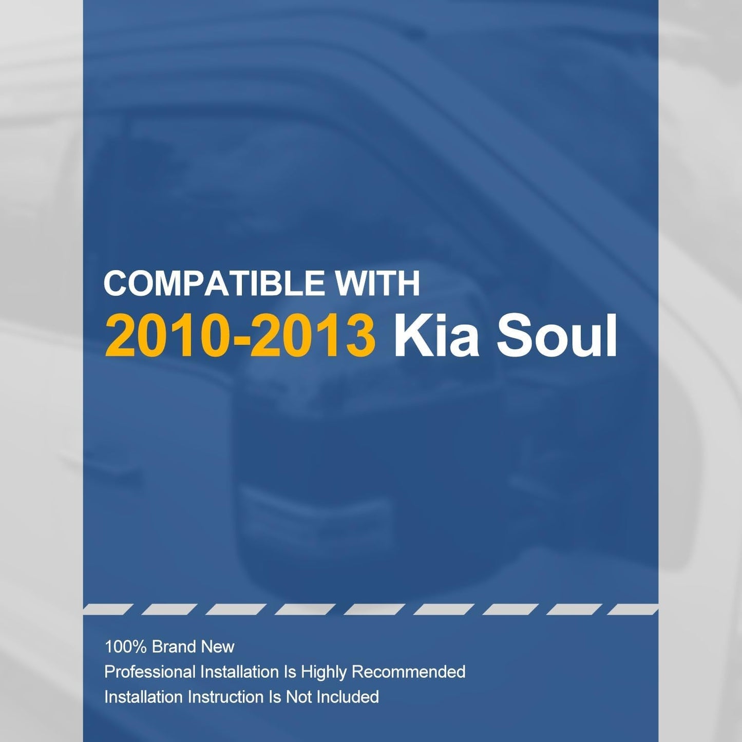 Auto Dynasty 4Pcs Carbon Fiber Pattern Window Visors Compatible with 2010 2011 2012 2013 Soul, Tape-On Front & Rear Window Deflectors Rain Guards Sun Wind Air Side Vent Shade, Glossy Black