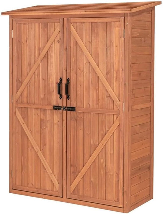 Leisure Season MCS5137 Multi Compartment Storage Cabinet - Brown - Indoor and Outdoor Shed for Garden, Patio, Shed, Backyard, Front Porch, Garage - Tool Organizer and Furniture with Shelves, Cabinets