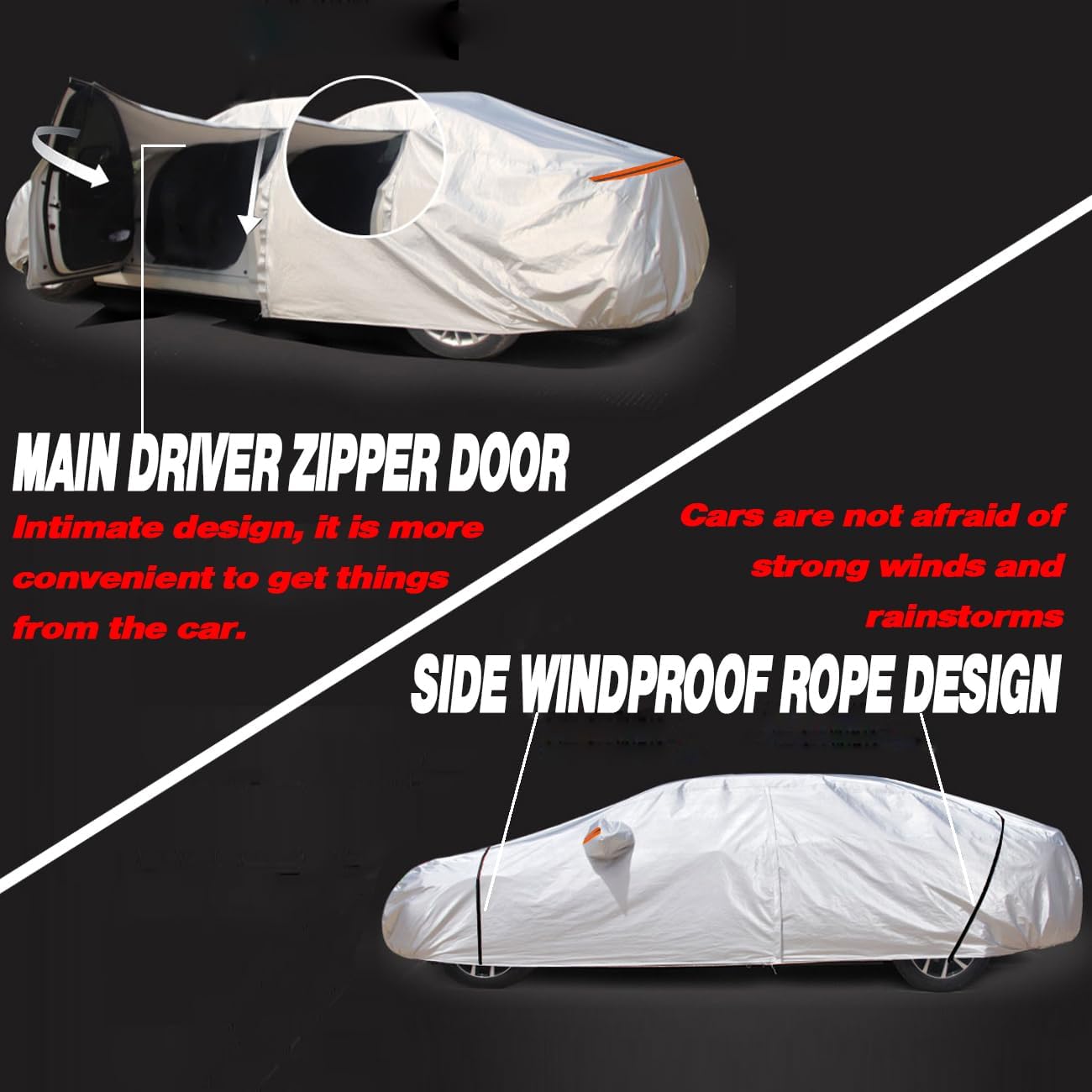 TUCAREST 6 Layers Full Car Cover for SUV- Waterproof, Insulated, Anti-UV, Snow-Proof, Anti-Wind, All-Weather, Thickened Protection, up to 189 in