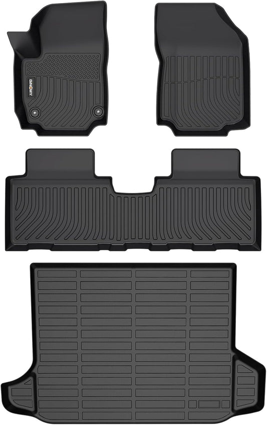 GINOWY- Floor Mats & Cargo Liner for Chevy Equinox, for GMC Terrain 2018-2023 2024, TPE All Weather Terrain Car Mats, Custom 2024 Terrain Floor Liners, Non-Slip Trunk Mat, Waterproof Accessories Black
