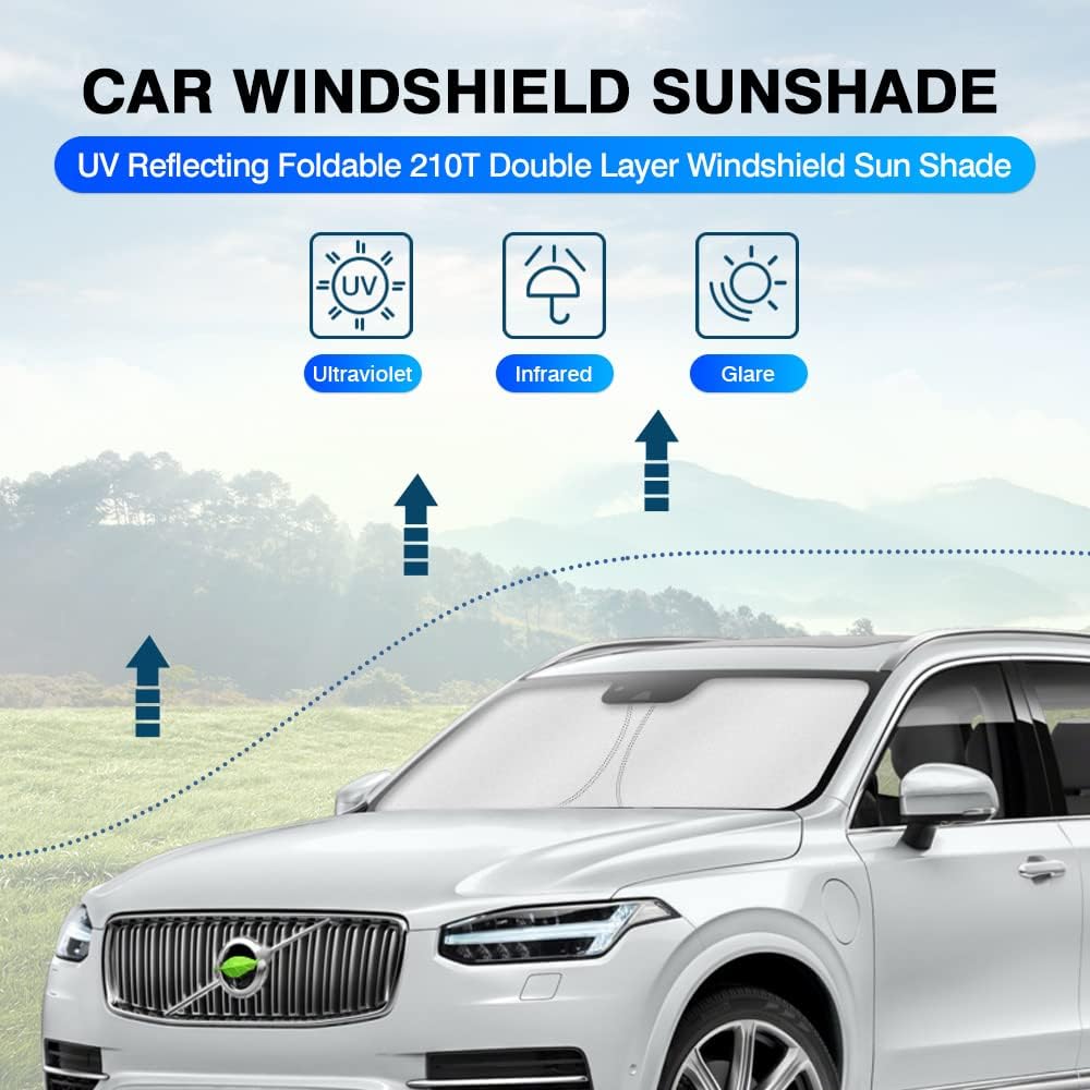 KUST Windshield Sun Shade for 2016-2025 2026 Volvo XC90 Accessories Sunshade Window Sun Visor Protector Foldable Blocks UV Rays Keep Your Car Cooler