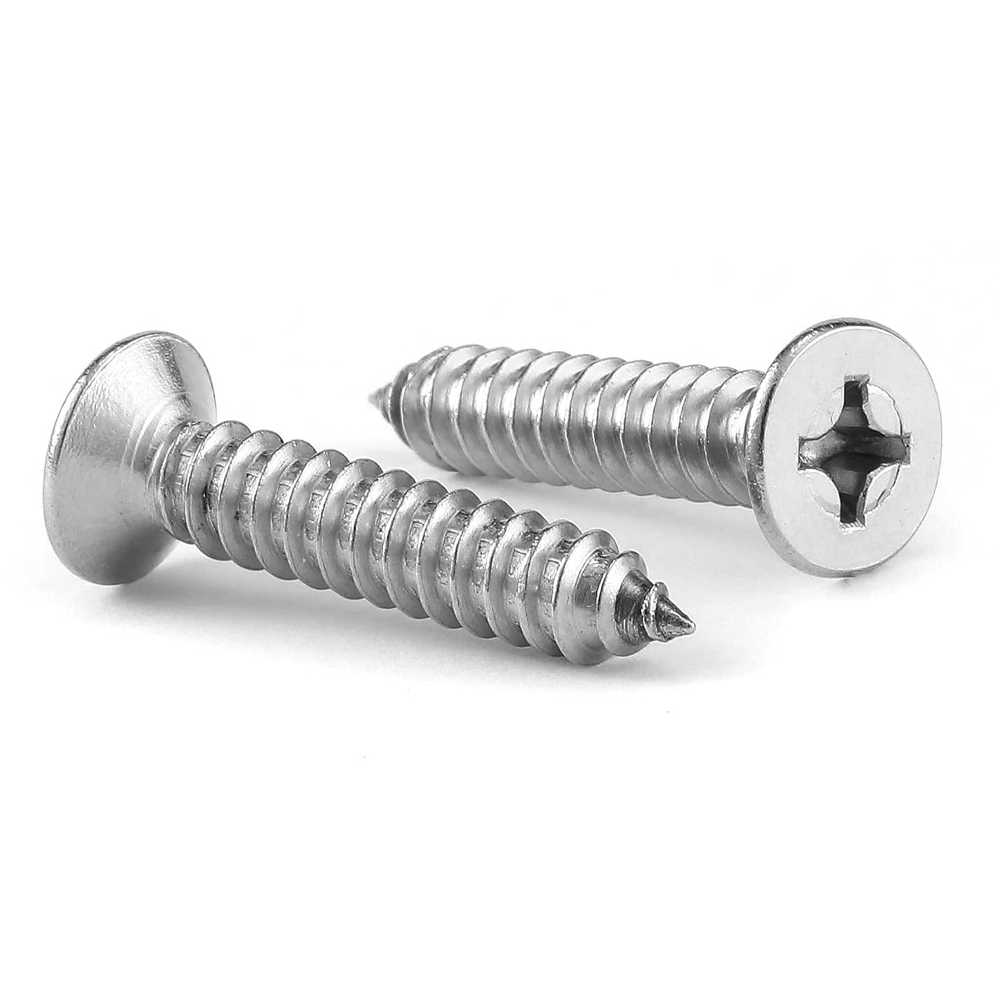 #12 x 3/4" Wood Screw 100Pcs 18-8 (304) Stainless Steel Screws Flat Head Phillips Fast Self Tapping Drywall Screws by SG TZH
