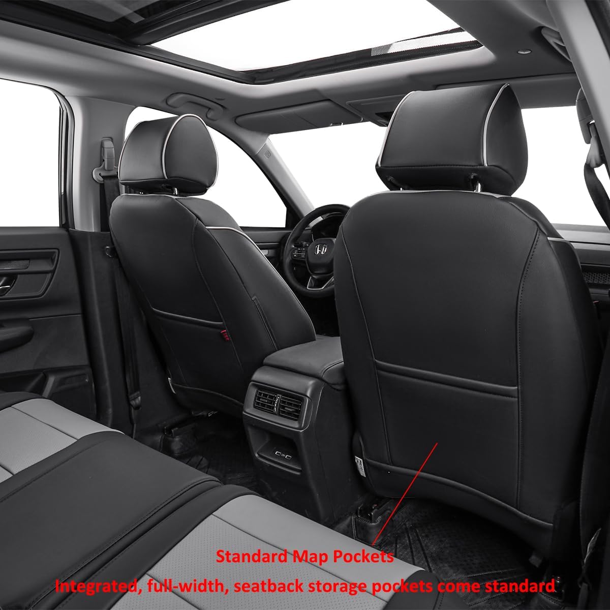 EKR Sportage Seat Covers Custom Fit for KIA Sportage Hybrid EX/SX Prestige & Plug-in Hybrid X-Line/X-Line Prestige 2023-2026 Leather Car Seat Cover Full Set-Faux Leather (Black/Gray)