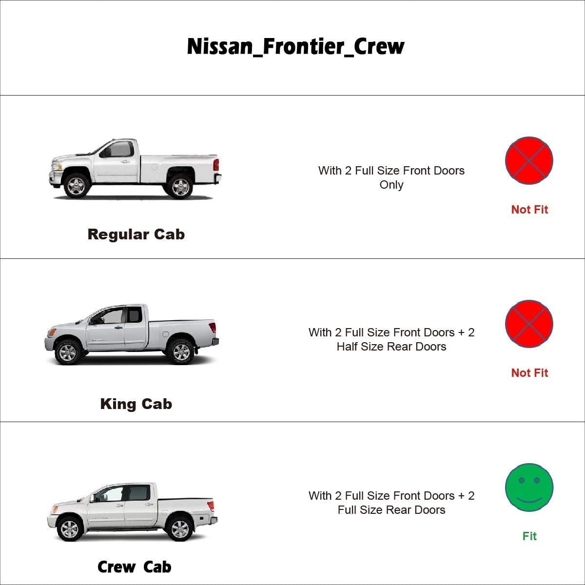 94627 Side Window Visor Wind Vent Deflector fit for 2000-2004 Nissan Frontier Crew Cab with 4 Full Size Doors,4pc Outside Mount Style Nice Sun Rain Guards Set