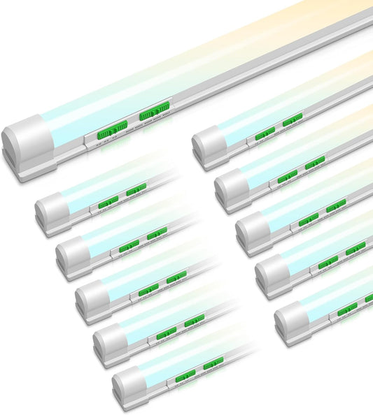 ALUSSO® 4FT LED Shop Lights with 5CCT Selectable for Garage Workshop,2700K/3000K/4000K/5000K/6500K,2100LM,T8 Adjustable Integrated Single Fixture,Corded Electric with ON/Off Switch,10 Pack (T8)