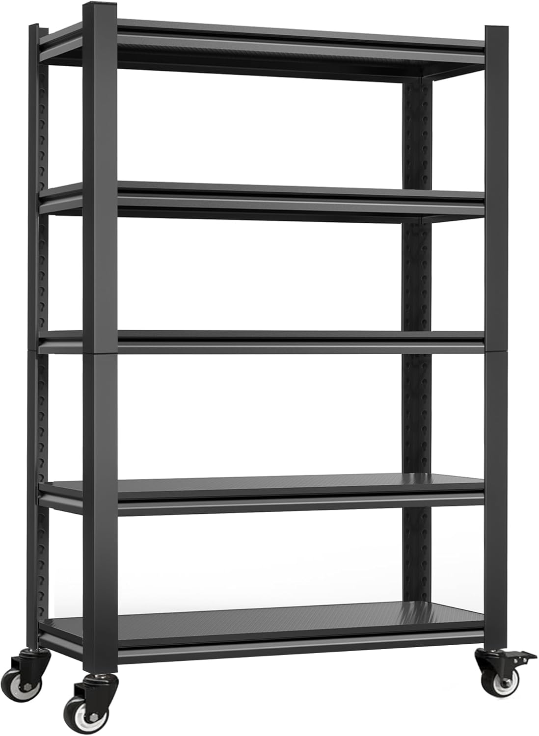 Kitchen Shelving with Lockable Wheels - 5-Tier Space-Saving Metal Shelves 72" H X 31.5" W X 17" D, Heavy Duty Adjustable Storage Shelf for Living Room/Home Office/Pantry