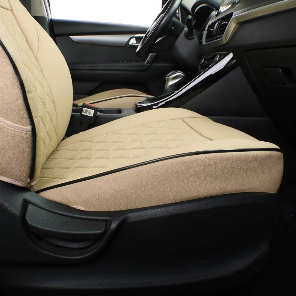 EKR Sportage Seat Covers Custom Fit for KIA Sportage S,EX,LX,SX,SX Turbo 2017 2018 2019 2020 2021 2022 Leather Car Seat Cover Full Set - Faux Leather (Beige)