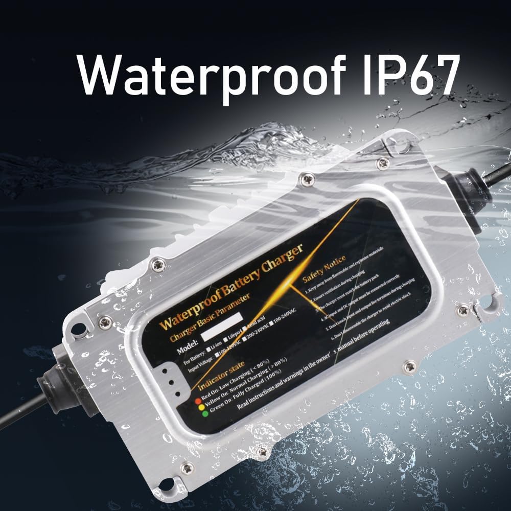 Abakoo 48 Volt 5 Amp Battery Charger for Club Car Golf Cart with 3 Pin Round Plug, IP67 Waterproof