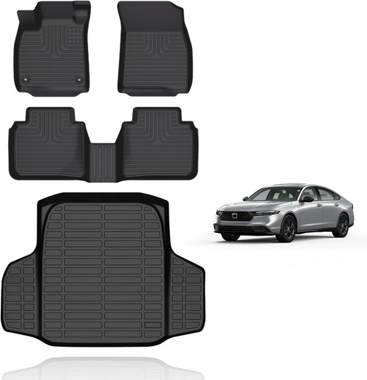 Floor Mats and Cargo Mat Set Fit for Honda Accord & Accord Hybrid 2023 2024 2025 TPE Car Mats Waterproof Heavy Duty Rubber Floor Liners Accord Accessories