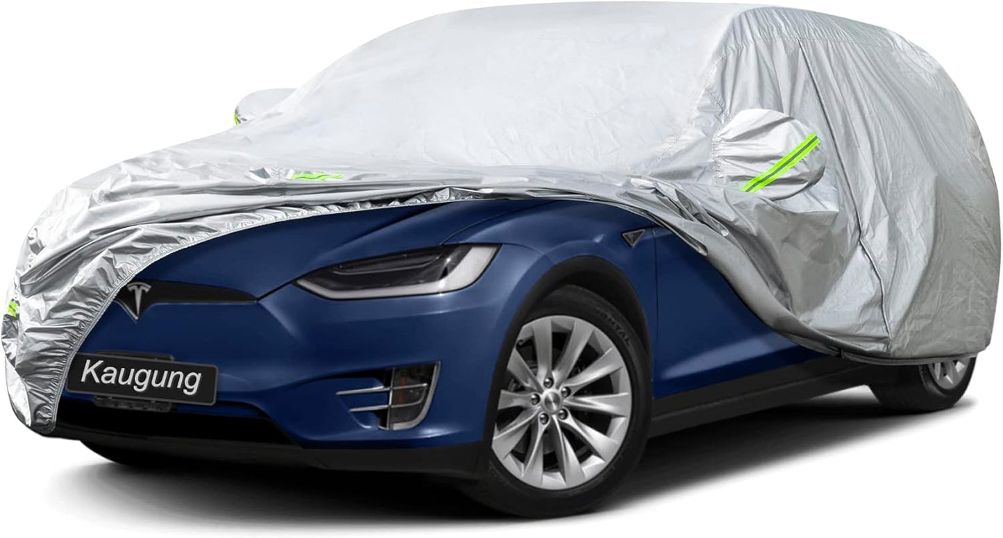 KouKou Oxford SUV Car Cover Custom Fit Tesla Model X from 2015 to 2025, Waterproof All Weather with Zipper Door, Sun Rain Dust Snow Protection. (Ships from US Warehouse, Arrive Within 3-7 Days)