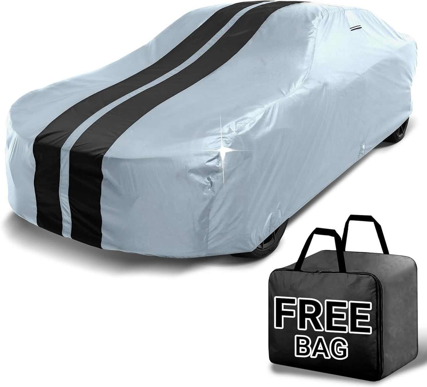 iCarCover Custom Car Cover for Buick Special Wagon (1957-1958) Waterproof All-Weather Rain Snow UV Sun Protector Full Exterior Indoor Outdoor Car Cover (Stripe - Gray/Black)