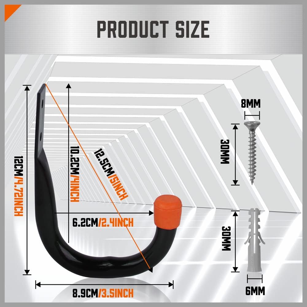 HORUSDY 6 Pack Garage Hooks, Utility Hooks, Garage Hook Heavy Duty Wall Hook (Black)