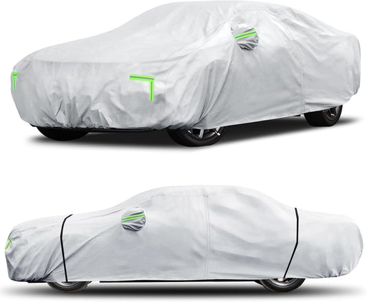 Car Cover Custom Fit for Dodge Challenger 2008-2025,6 Layers Truck Cover Waterproof All Weather for Automobiles,Outdoor Full Exterior Cover,Rain, Sun, Wind Protection,Silver