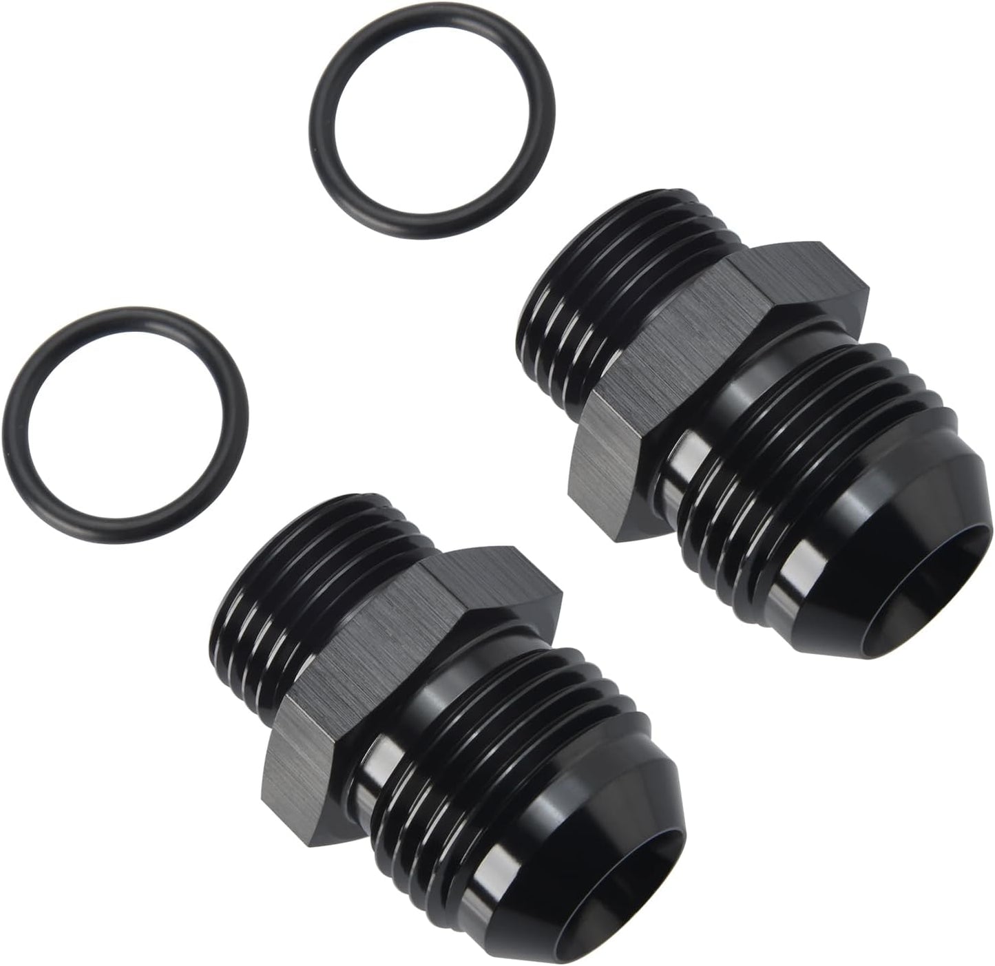10AN Male Flare to 6AN ORB O-ring Boss Fuel Pump Rail Adapter Fitting Aluminum Black, Pack of 2
