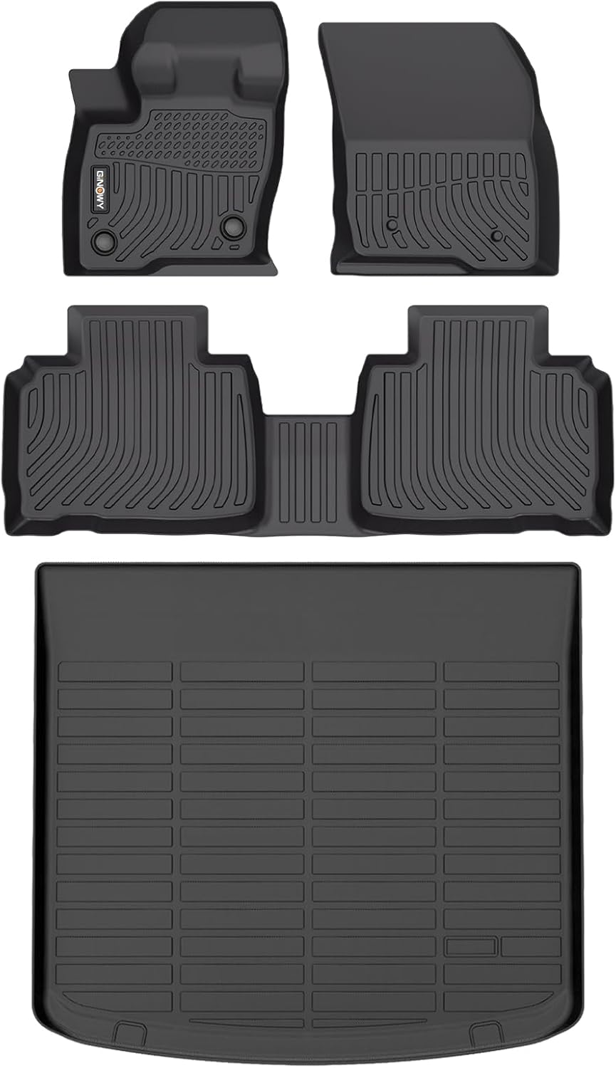 GINOWY- Floor Mats & Cargo Liner for Lincoln MKX 2016-2018 / Nautilus 2019-2023 TPE All Weather Nautilus Car Mats Anti-Slip Trunk Mat Waterproof Car Accessories Floor Liners Black