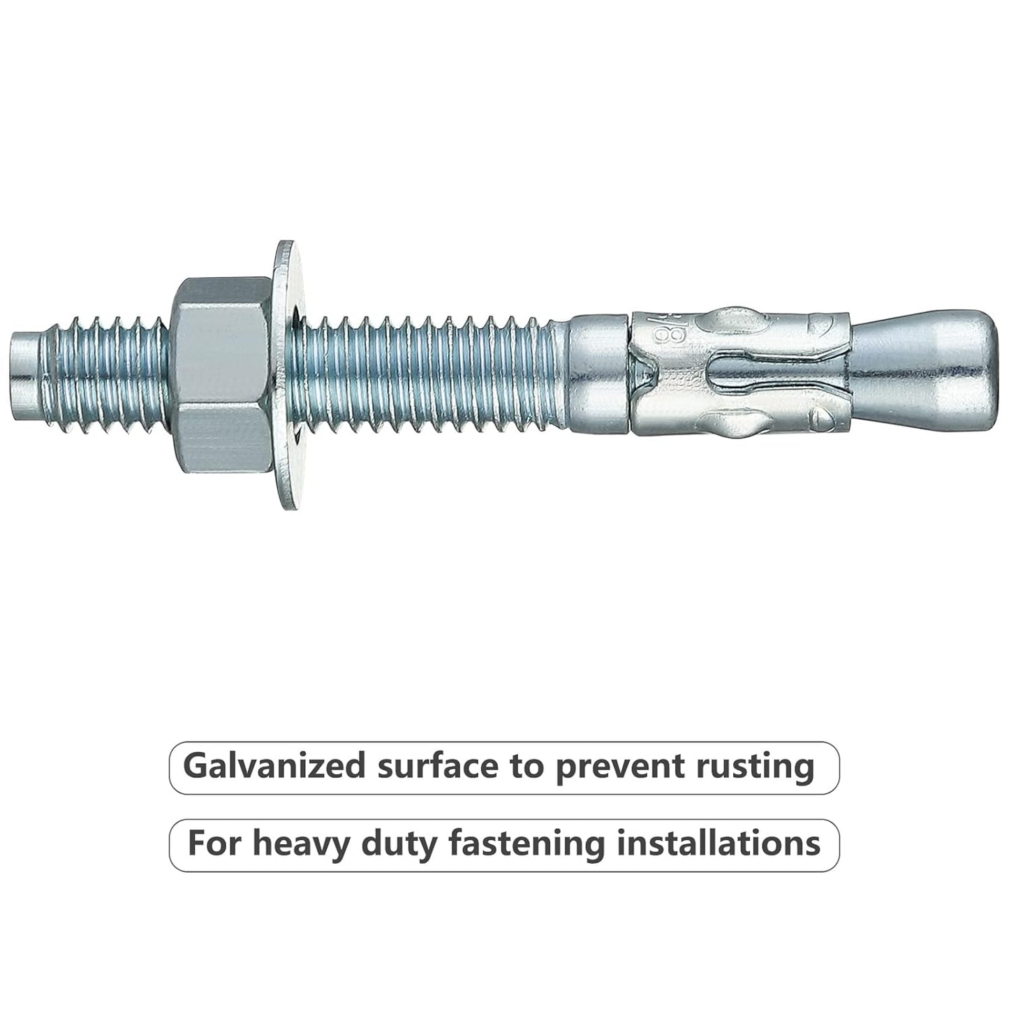 5/16 × 2-3/4" Inch 100 Pcs Standard Fasteners for Heavy-Duty Zinc Wedge Anchors for Cement and Concrete