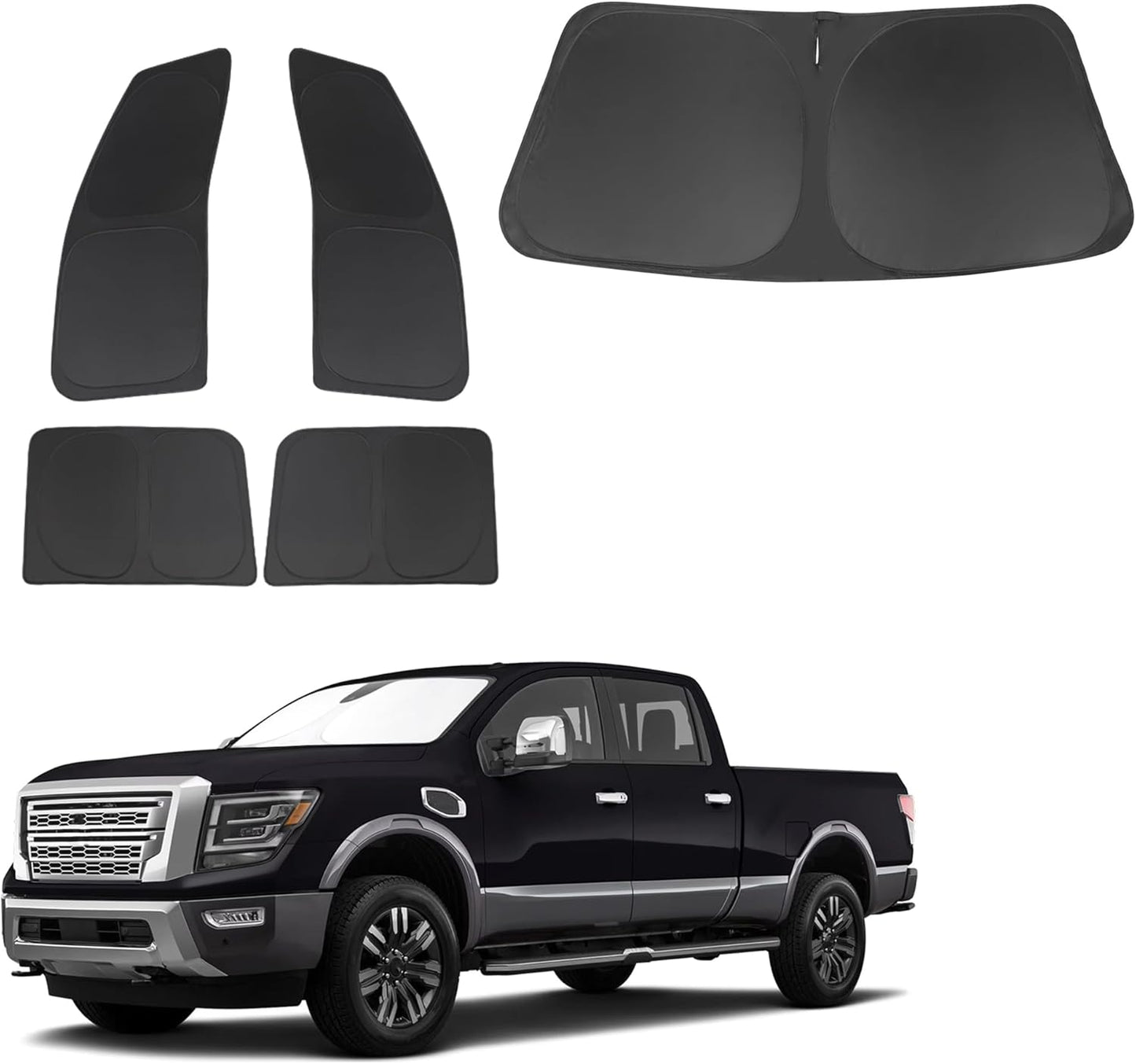 TINGLU Window Shades for Nissan Titan 2020-2024 Accessories Full Windows Windshield Sun Shade Sun UV Rays Privacy Protection for Camping 5PCS