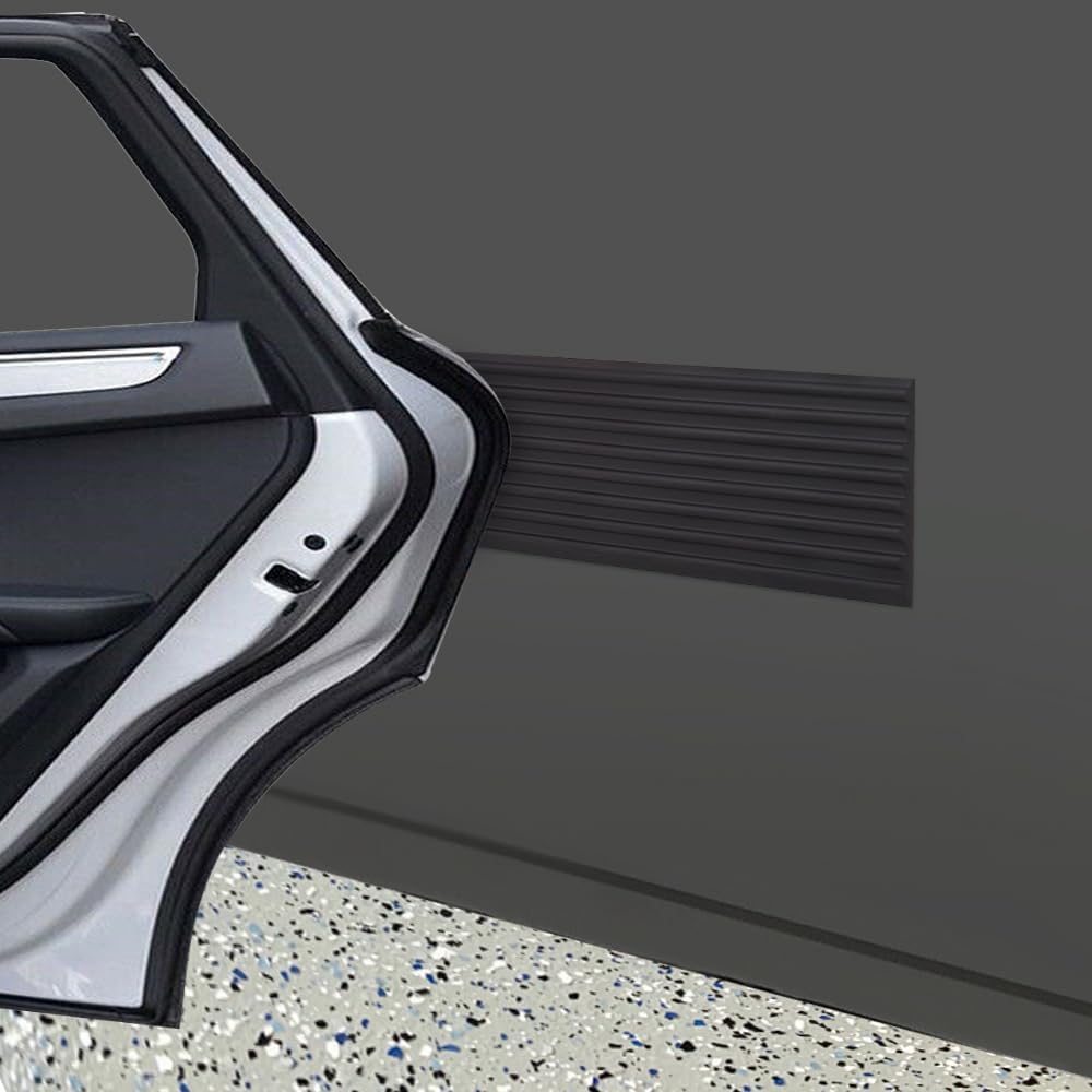 RUBBER BOND Garage Wall Protectors - 4in x 10ft Strong Self-Adhesive Rubber Bumper Protectors for Garage Walls - Heavy Duty, Waterproof and Anti-Scratch Garage Wall Protector for Car Doors (Black)