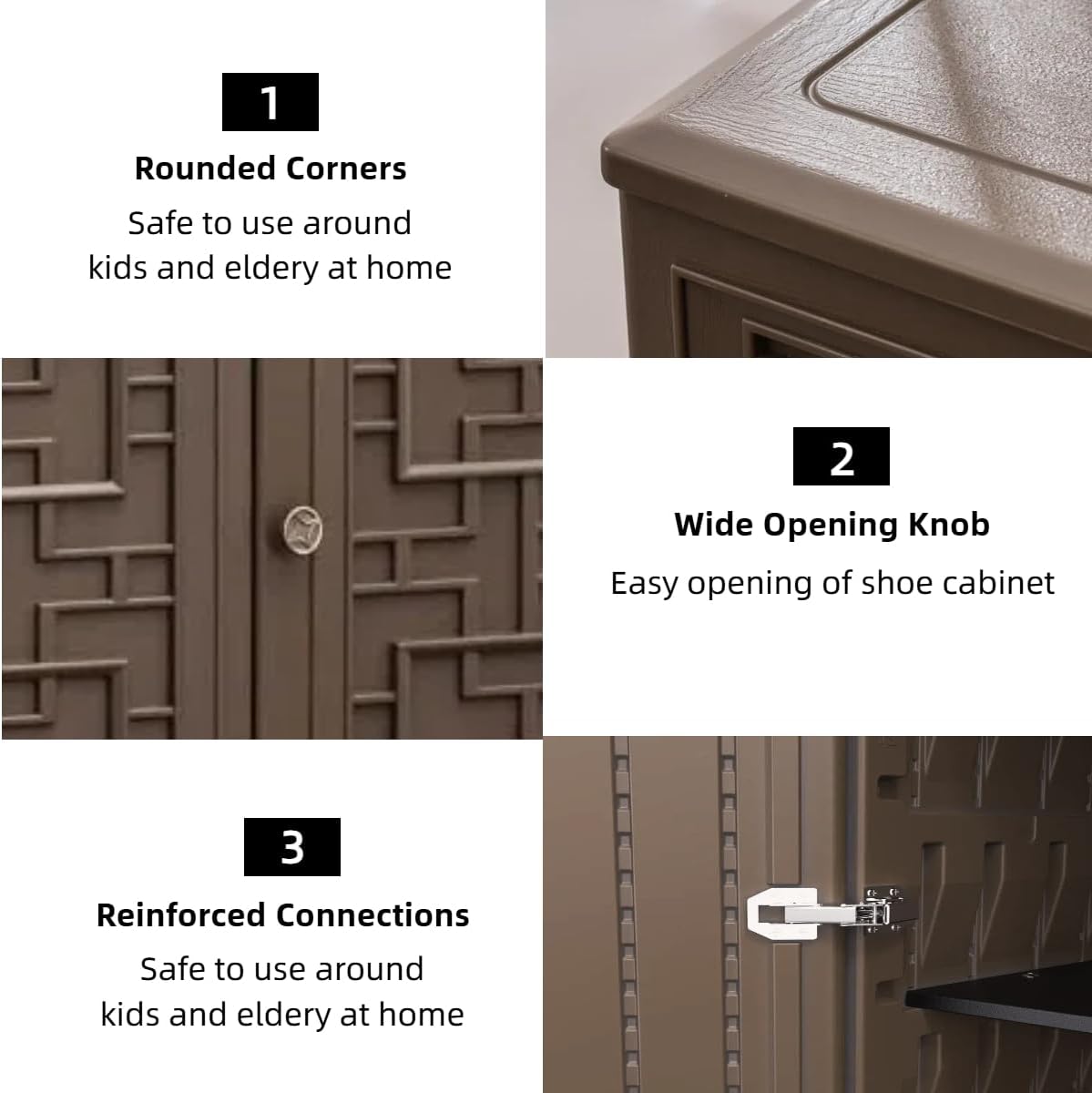 ZZM HDPE Outdoor Storage Shed, Outdoor Plastic Storage Cabinet, Horizontal Resin Tool Shed for Garden, All Weather Outdoor Storage Clearance, DIY Usage, with one Shelf (Coffee)