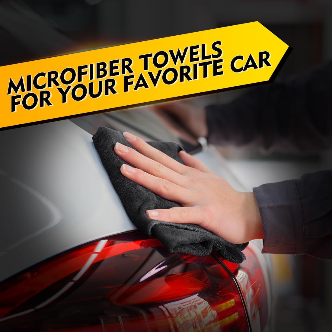 HOMEXCEL Black Microfiber Cleaning Cloth 12 Pack, 12.5 x 12.5 inch Microfiber Towels for Cars, Ultra Absorbent Car Washing Cloth, Lint Free Streak Free Cleaning Rags for Car, Kitchen, and Window