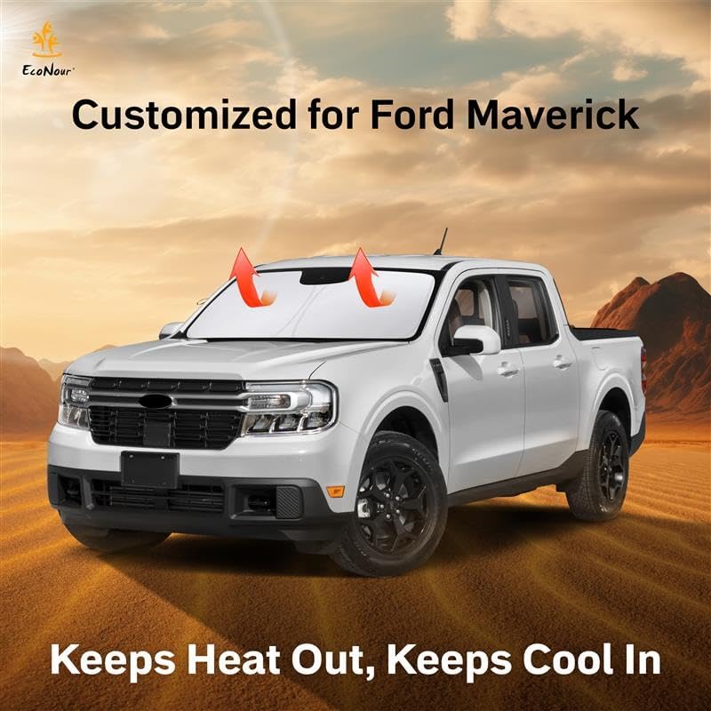 EcoNour Windshield Sunshade Compatible for Ford Maverick 2022-2024 2025-240T Polyester Material Cars Sun Visor Reflector Blocks UV Rays - Foldable Sunshade Interior Protection Accessories