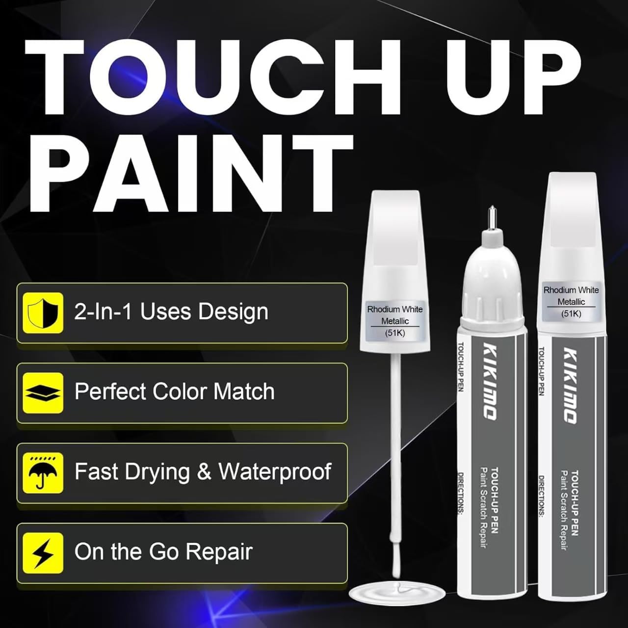 KIKIMO for Mazda Touch Up Paint(Deep Crystal Blue Mica(42M)), Car Paint Repair Kit for Mazda, 2 In 1 Scratches Repair with Pen Tip and Brush, Color-Matched for Quick & Easy Fix
