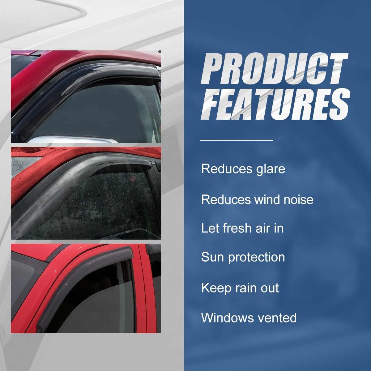 Auto Dynasty Set of 4 Carbon Fiber Pattern Window Visors Compatible with 1995-2005 Chevy Blazer GMC Jimmy Oldsmobile Bravada, Tape-On Rain Guards Shield Vent Shade Deflector Glossy Black