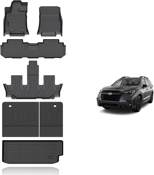 KELCSEECS® Floor Mats & Cargo Liner with Backrest Mats for 2025 2024 2023 2022 2021 2020 2019 Subaru Ascent 7/8 Seat All Weather Car Mats Subaru Ascent Floor Mats Backrest Trunk Mat Accessories
