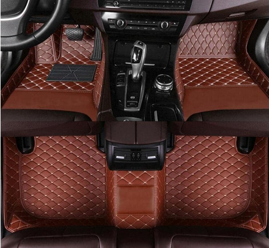 Custom All-Weather Protection Leather Car Floor Mats for Cars Sedan SUV Sports Car Waterproof Floor Mat (Light Brown)