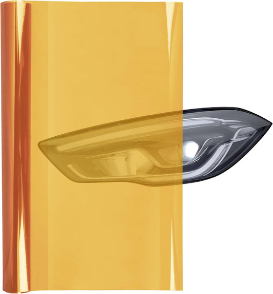 Lypumso 16 x 60 Inches Headlight Taillight Car Tint Vinyl Film, Self Adhesive Fog Lights Sticker Sheet Roll for Car Lights Cover Protection (Orange)