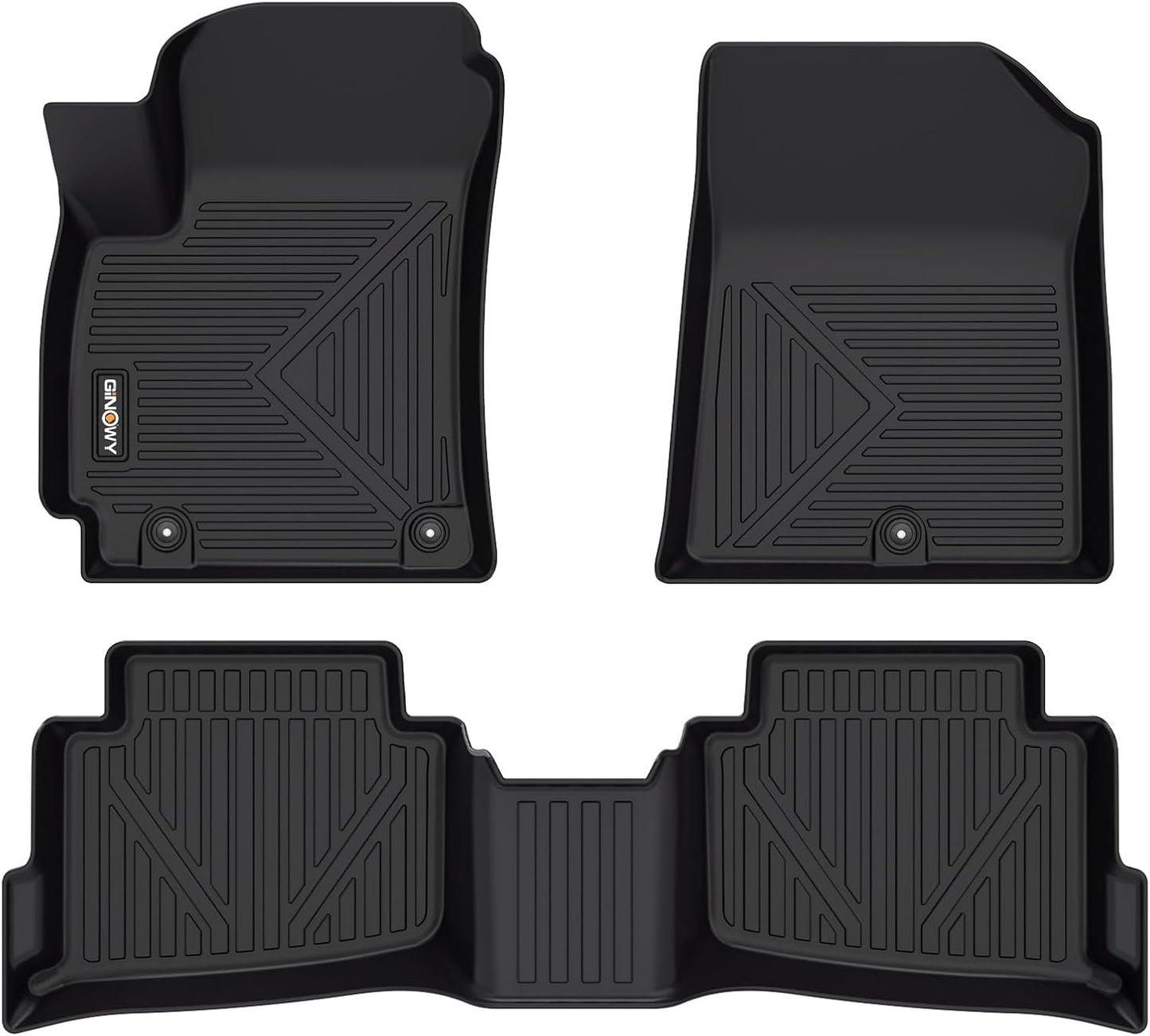 GINOWY- Floor Mats for Kia Seltos 2020-2024 2025, TPE All Weather Protection Mats for Kia Seltos 2024, Custom Seltos Floor Liners Non-Slip Waterproof Automotive Accessories, Black