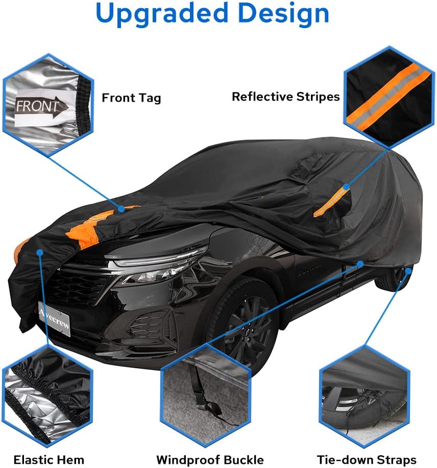 Avecrew SUV Car Cover Waterproof All Weather for Automobiles, Outdoor Full Exterior SUV Covers (Length: 193"-208")