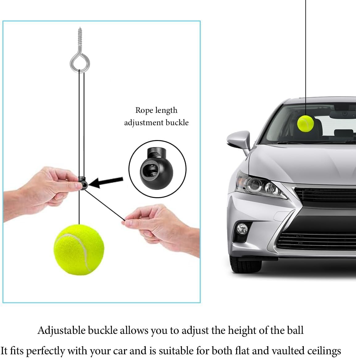 2PC Garage Parking Assistance Tennis Balls, Garage Car Stop Indicator, Garage Tennis Ball Parking Aid, Suitable for Parking aids for Home Garage. (Basketball)