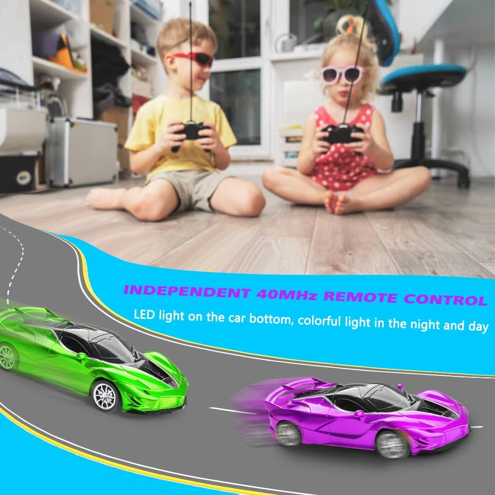 Remote Control Car for Girl, 2.4GHz 4WD Electric RC Cars Toy Racing with Led Lights Rechargeable High-Speed Hobby Toy Vehicle, RC Car Gifts for Age 3 4 5 6 7 8 9 Year Old Kids (Purple)