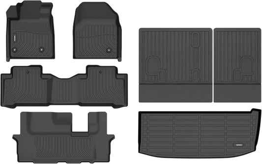 ANBINGO®Floor Mats & Cargo Liner & SeatBack Fit for Honda Pilot 2009-2015 Full Set Waterproof Car Mats All Weather Guard TPE Pilot Mats Set Black