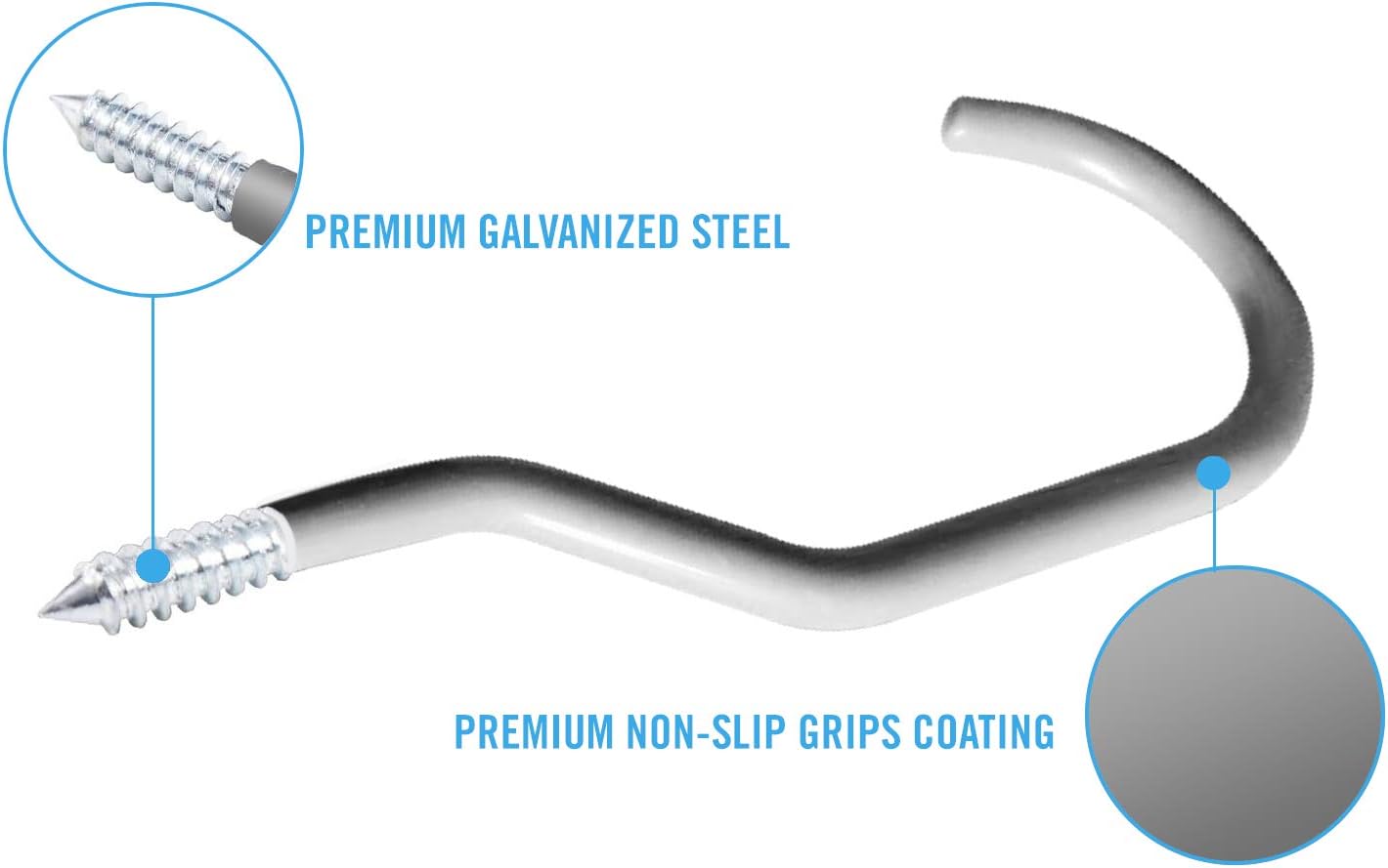 SMARTOLOGY 8 Pack Bike Hanger Storage Hook Rack, Heavy Duty Large Screw in Hooks for Garage Wall and Ceiling Bicycle Storage, Utility Tool Hanger (Gray)