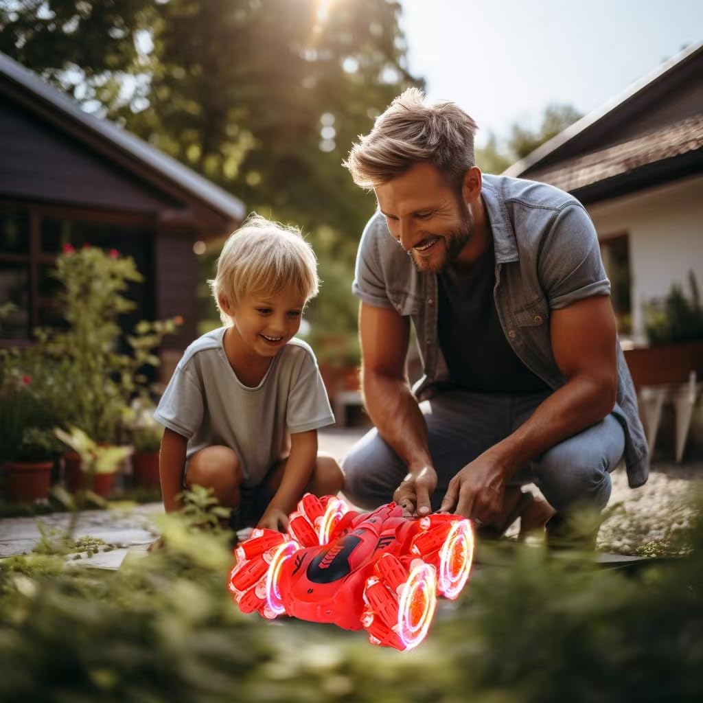 Gesture Sensing RC Stunt Car with Light, 2.4G 4WD Hand Controlled Gravity Remote Control Car Toy with 360° Flips Car for Boys Age 6 and Up Blue