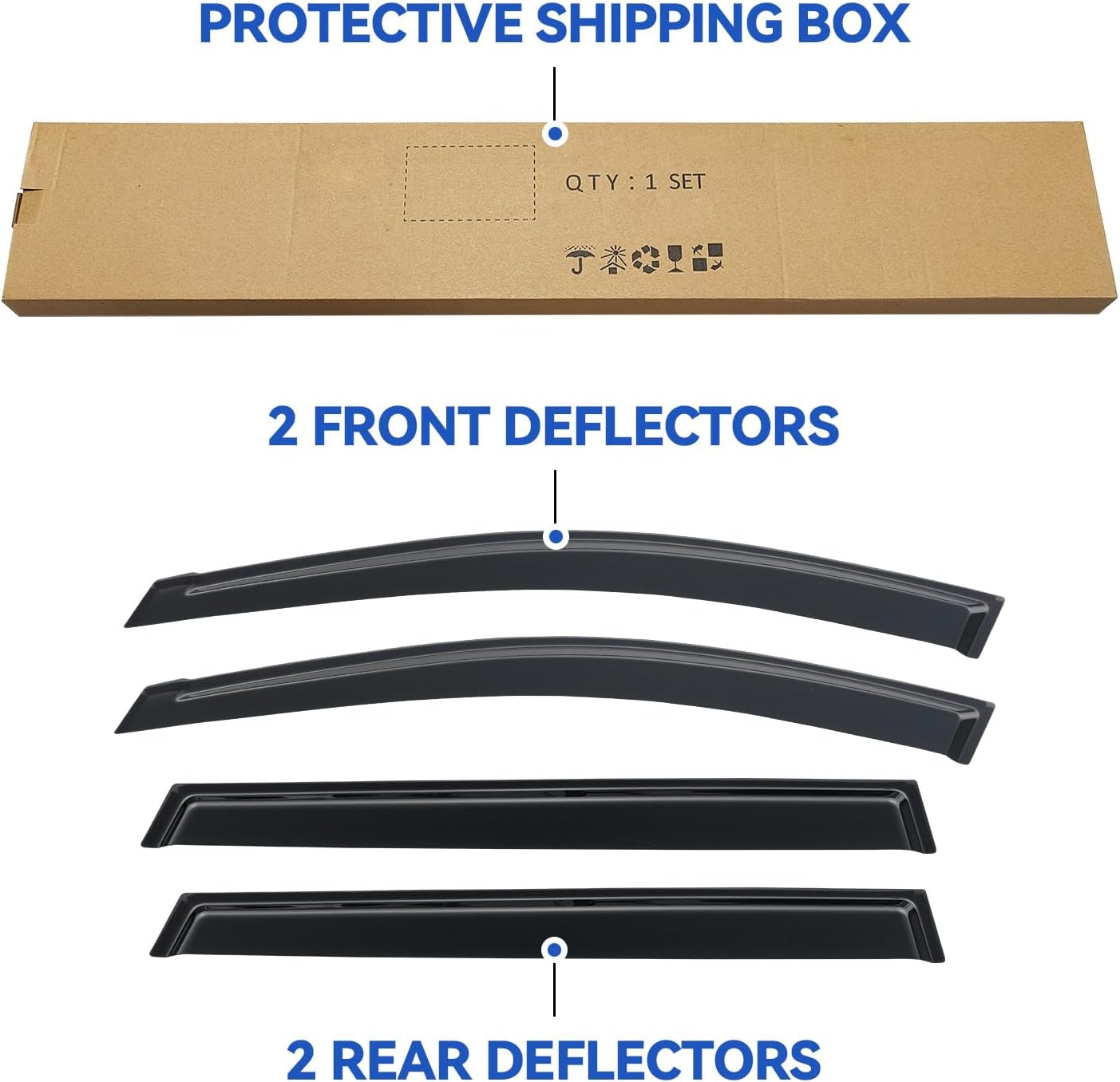 Window Visors Rain Guards for 2013-2021 Nissan Pathfinder, Out-Channel Window Vent Wind Deflectors Visors Shades for 13-21 Pathfinder S SV SL Platinum