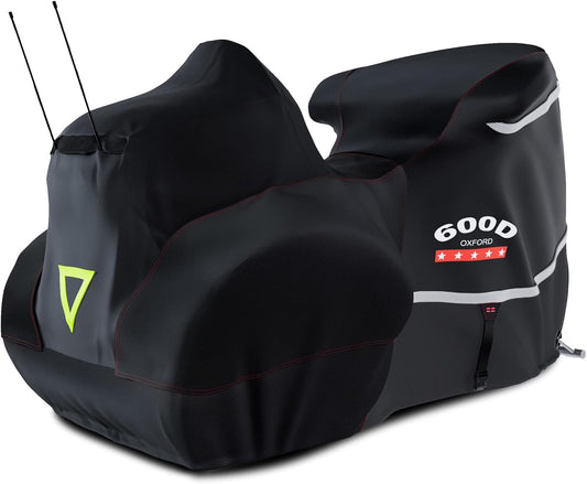 Rosefray Motorcycle Cover with Side+Top Box Heavy Duty 600D Waterproof for Touring Models Harley Davidson Ultra Limited,Road Glide Limited, Gold Wing,Road Master,Indoor & Outdoor Storage Black