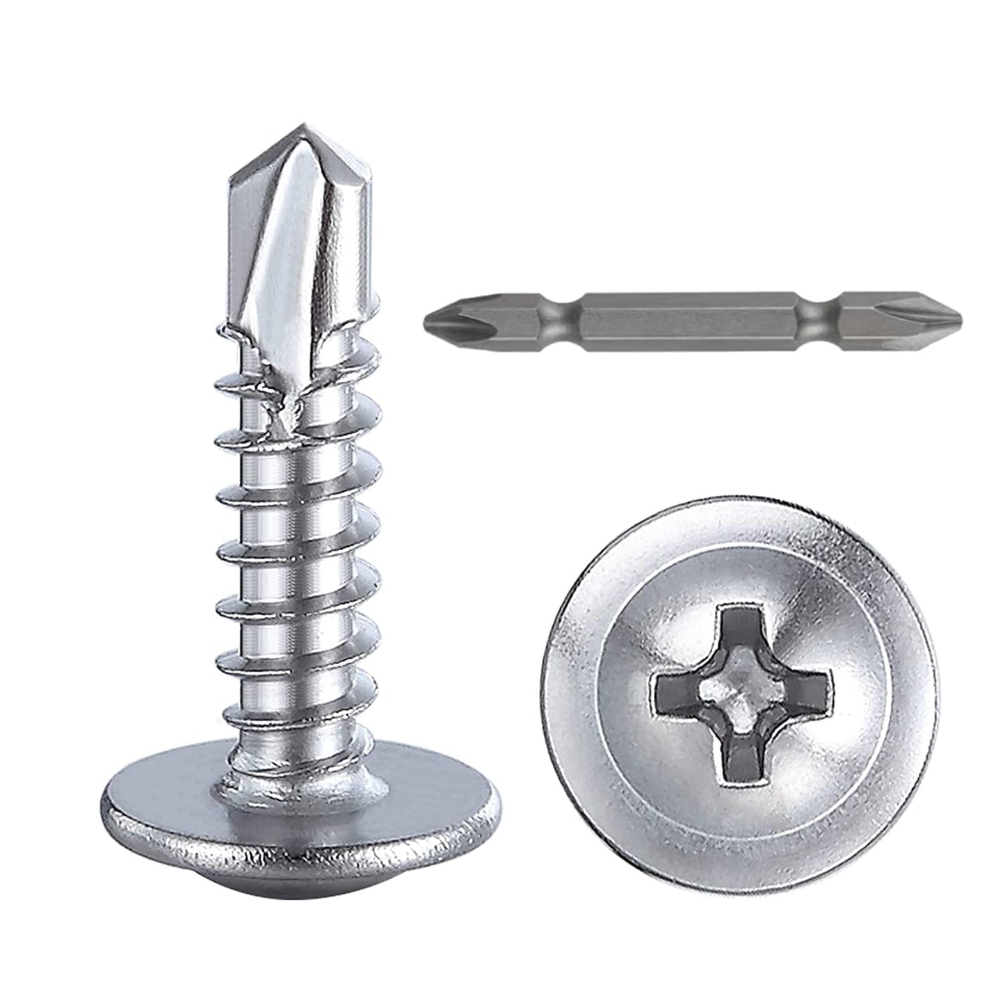 Wensilon（300pcs）#8×5/8”for Sheet Metal Self-Tapping Screws 410 Stainless Steel Truss Head High-Strength Quick Tapping Screws