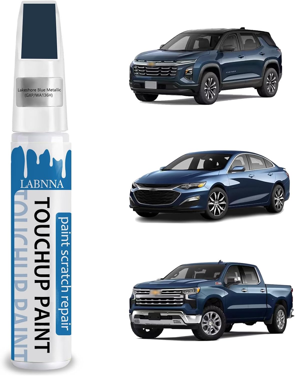 Lakeshore Blue Metallic(GXP/WA136H) Touch Up Paint for Chevrolet-Exact Match 2 in 1 touchup Paint Pen for Chips and Nicks Repair Car Paint Scratch Repair Kit