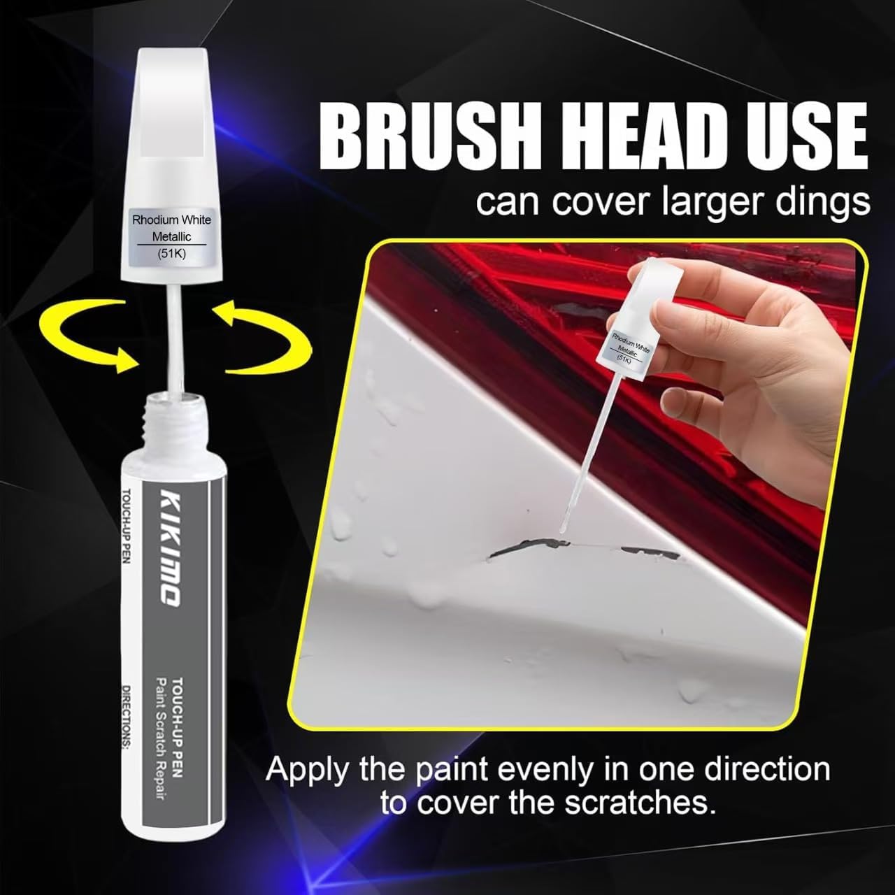 KIKIMO for Mazda Touch Up Paint(Machine Gray Metallic(46G)), Car Paint Repair Kit for Mazda, 2 In 1 Scratches Repair with Pen Tip and Brush, Color-Matched for Quick & Easy Fix