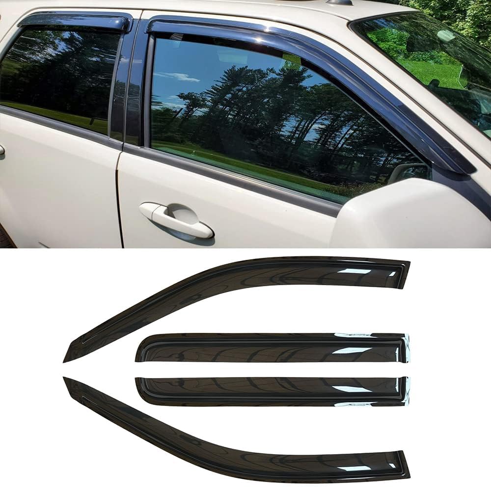 94059 Side Window Visors Wind Vent Deflector,4pcs Outside Mount Tape-On Rain Guards Set fit for 2001-2012 Escape,2008-2011 Mazda Tribute,2005-2011 Mercury Mariner
