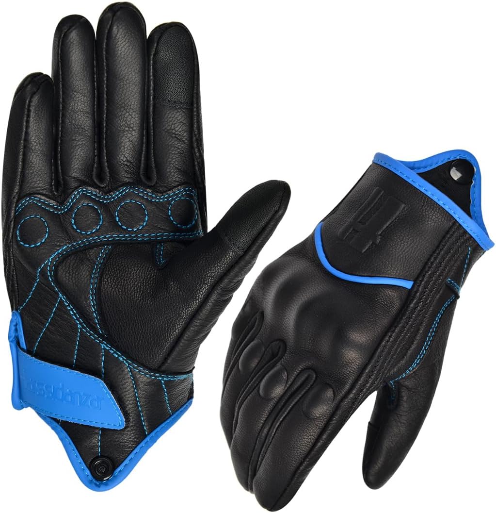 Harssidanzar Women's Motorcycle Gloves,Leather Motorcycle Gloves, Motorbike Gloves, Road Racing, Cycling, Climbing, Powersports Gloves Touchscreen GL016
