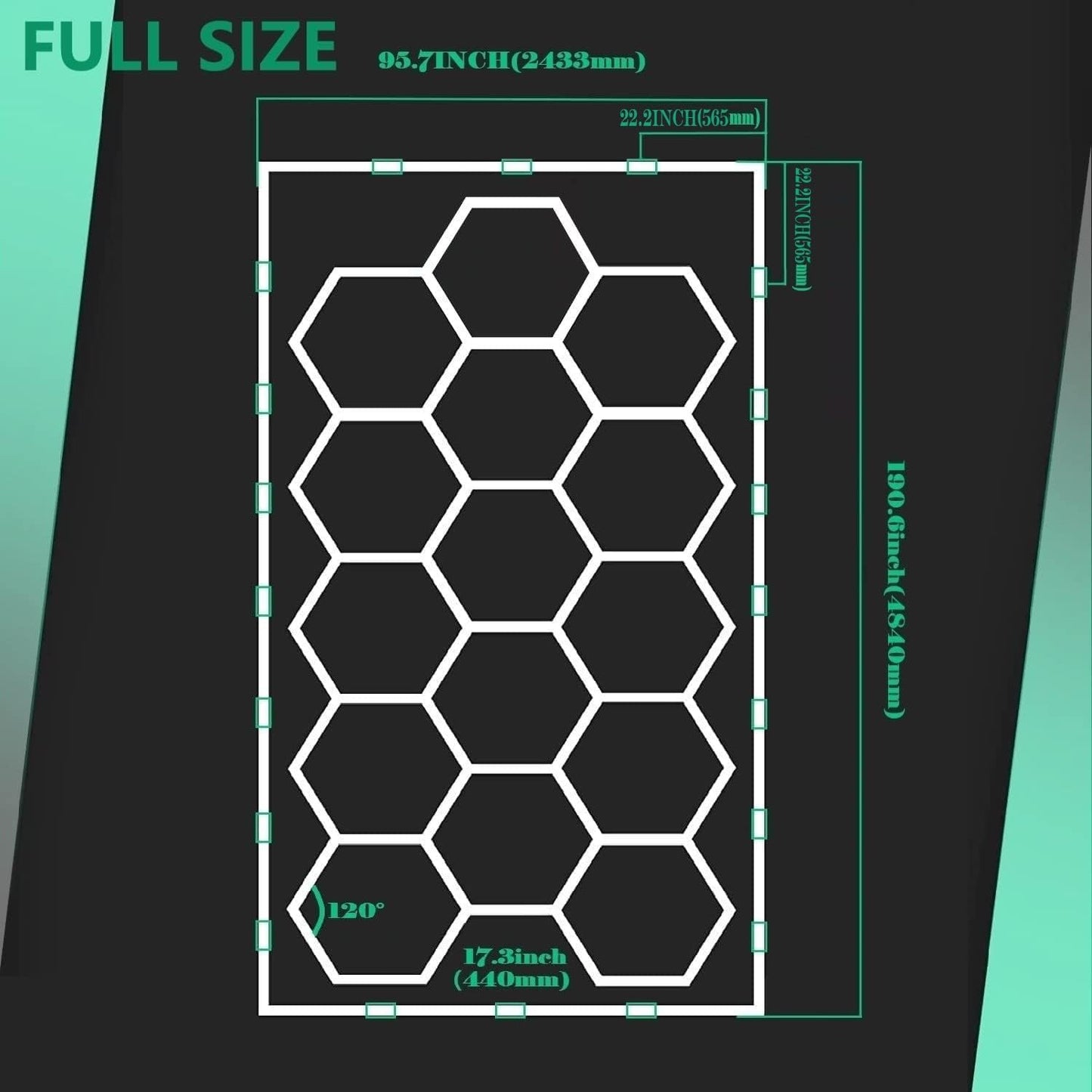 Car Detailing Led Garage Light,15 Hexagonal Grid Systems Led Shop Lights for Garage/Workshop with White Border, 6500K IP54 AC100-240V(191 “x96”)