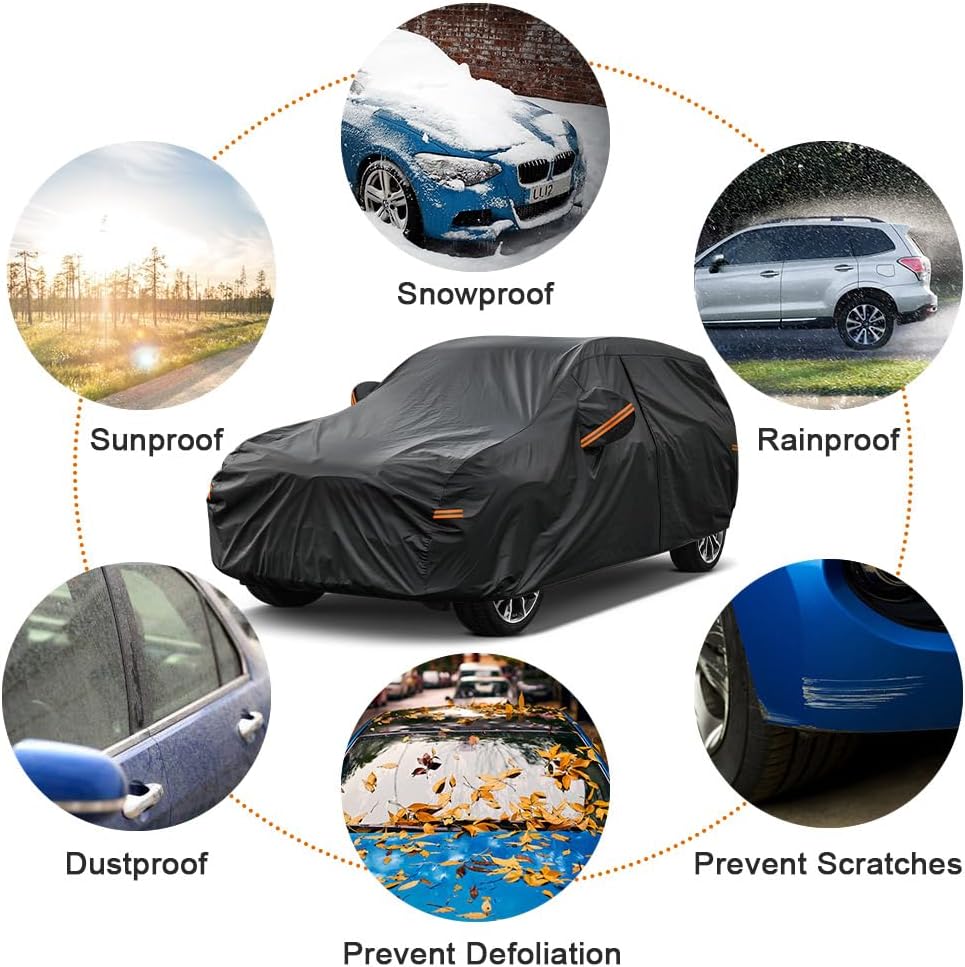 Kayme 7 Layers SUV Car Cover Custom Fit for Hyundai Kona （2017-2025 Waterproof All Weather for Automobiles, Outdoor Full Cover Rain Sun UV Protection.Black