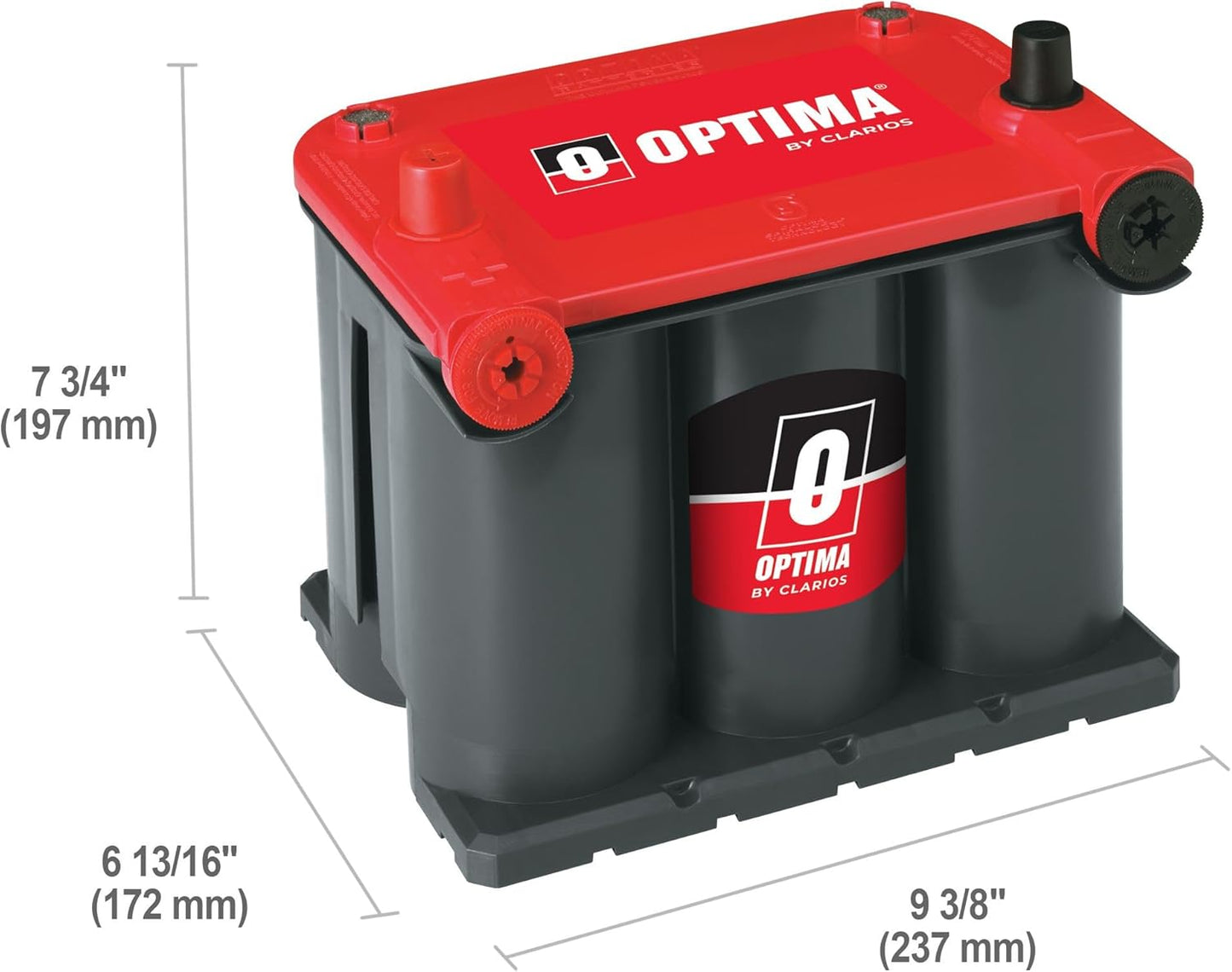 OPTIMA Batteries High Performance 75/25 RedTop Sealed AGM Car, Truck, and SUV Starting Battery, 720 CCA, Dual SAE and GM Terminals, Maintenance Free, Versitile Mounting
