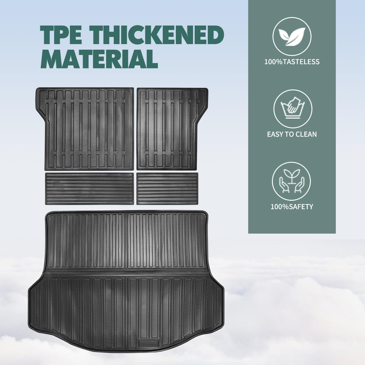 Vanseno Cargo Liner & Backrest Mat Compatible for 2013-2018 Toyota Rav4 Trunk & Rear Backrest All Weather Mats Liner (13-18RAV4)