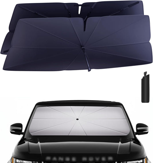 Windshield Sun Shade Umbrella Compatible with 2014-2022 Land Rover Range Rover Sport Accessories: Custom Fit 240T Silver, Double Thickened, Foldable Window Sunshade, Ultimate 99% UV Blocking for S, SE