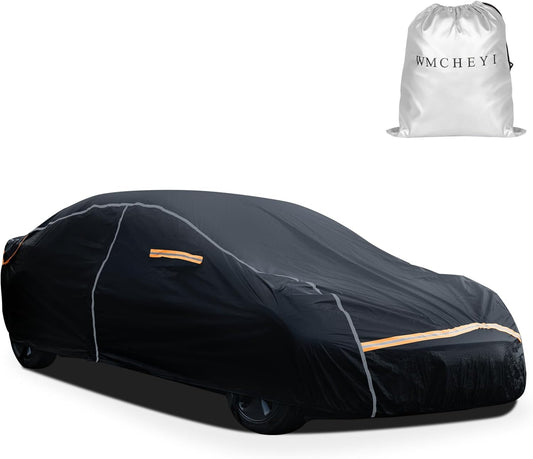 Car Cover Waterproof All Weather,6 Layers Car Covers for Automobiles, Full Exterior Cover with Zipper, Outdoor Car Cover Sun UV Rain Snow Wind Protection, Fit for 185"(185*70*59 inch)Sedan